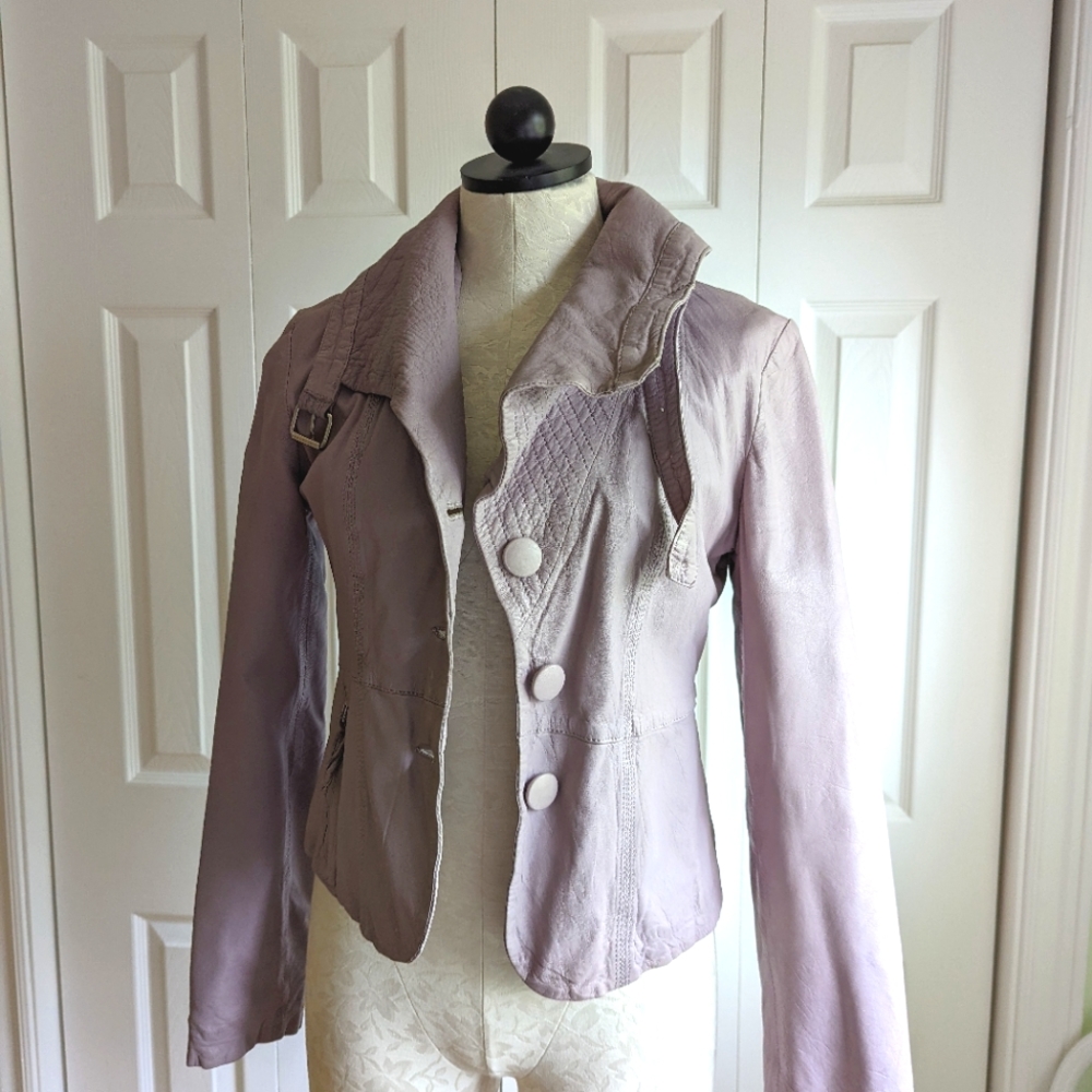 Lavender Leather Jacket Dutch Designer
